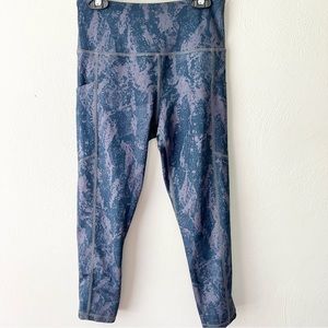 🎁5/$25 ZYIA Navy Blue Purple Bleach Splatter Print High Rise Cropped L…